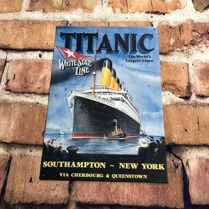 Vintage Titanic White Star Line Metal Sign Tin